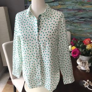 COPY - NWOT Cute Green Polka Dot shirt by Talbots